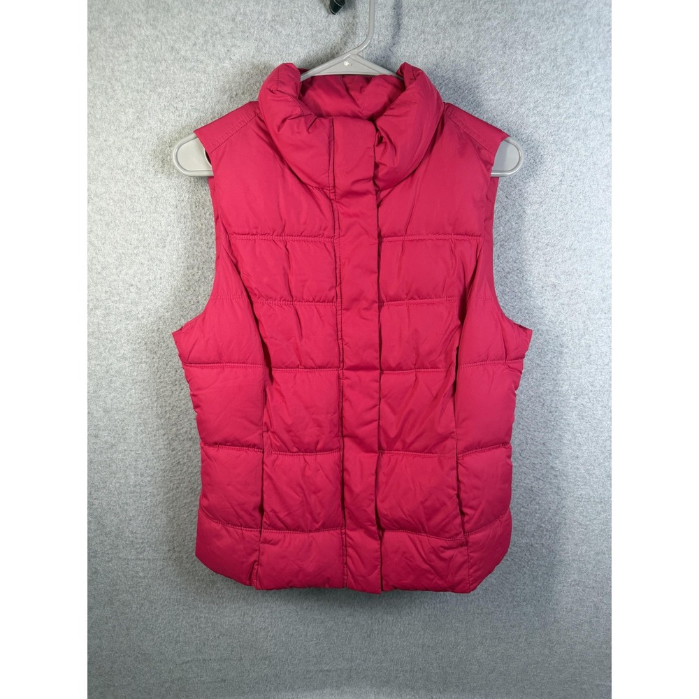 Gap Vest Womens Medium Pink Quilted Puffer Full Zip Elastic Waist Warm Casual